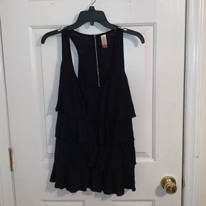 Black ruffled tank top